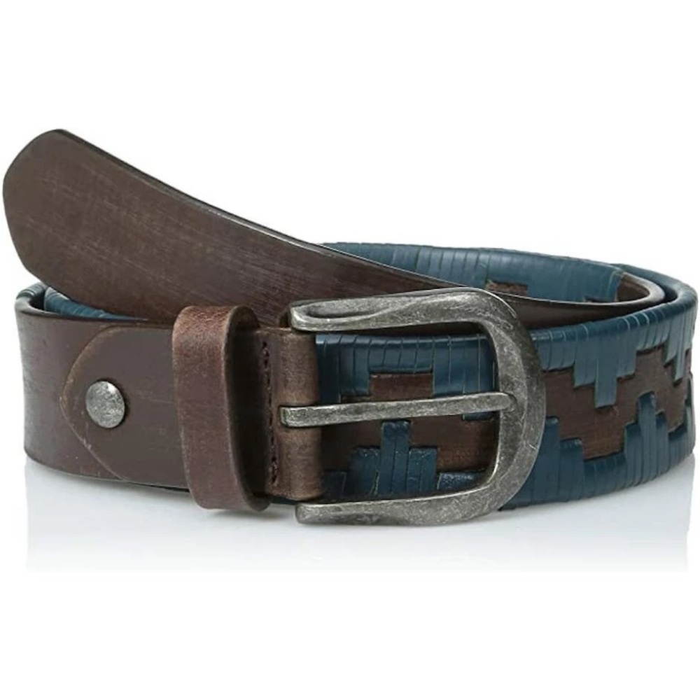 Pistil Tribeca Leather Saddle Teal Brown Woven Belt